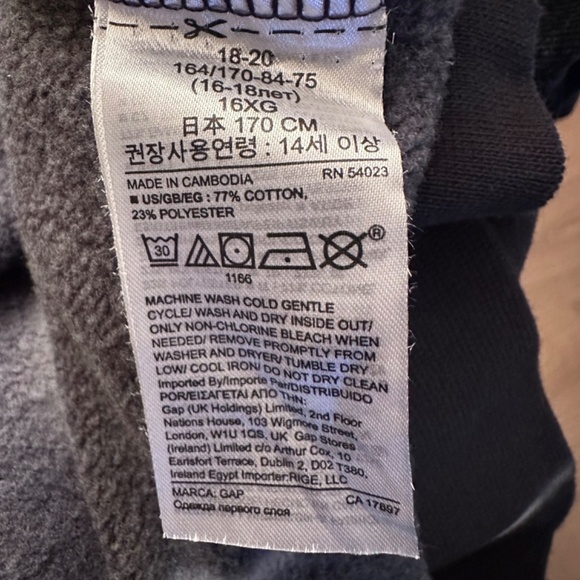 GAP NAVY TIE-DYE ULTRA SOFT FLEECE KNIT NACY & WHITE HOODIE TEEN SIZE 18-20 - Picture 6 of 9